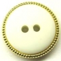 100 x 15mm Gold Edge White Center Sewing Buttons
