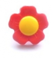Novelty Button Flower Yellow and Red 15mm