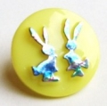 Novelty Button Bunnies Yellow and Rainbow 14mm