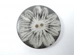 Large Big Floral Black and Silver Sewing Button 44mm