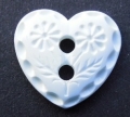 Novelty Button White Fancy Heart 11mm