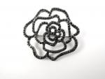 Black Rose Rhinestone Diamante Brooch 2 Inch