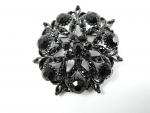 Black Gothic Rhinestone Diamante Brooch 2 Inch