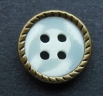 13mm Brown Metal Edge White Aran 4 Hole Metal Button
