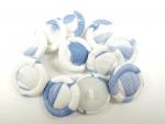 11 x 23mm Fabric Covered Blue And White Shank Sewing Buttons