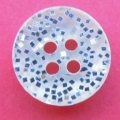 13mm Clear and Silver Glitter Sewing Button 4 Hole