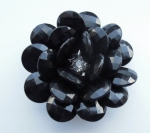 Black Rose Rhinestone Brooch 2 Inch