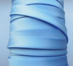 Satin Bias Binding Single Folded 15mm Light Blue 25 Metres
