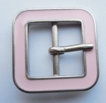 Belt Buckle Metal 21mm Square Pink Enamel