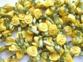 100 Satin Ribbon Roses 12mm Lemon