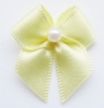 100 Ribbon Bows With Pearl 10mm Lemon