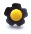 Novelty Button Flower Yellow and Brown 15mm