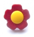 Novelty Button Flower Yellow and Burgundy 15mm