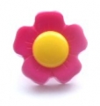 Novelty Button Flower Yellow and Cerise 15mm