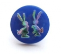 Novelty Button Bunnies Royal Blue and Rainbow 14mm