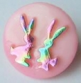 Novelty Button Bunnies Pink and Rainbow 14mm