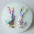Novelty Button Bunnies White and Rainbow 14mm