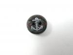 12mm Round Iridescent Black Silver Anchor 2 Hole Sewing Button