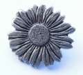 Novelty Button Sunflower Black Silver 18mm