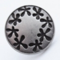 15mm Silver and Black Shank Metal Button