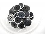 100 x 23mm Black and White Rim Sewing Buttons 4 Holes