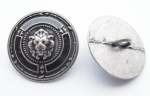 15mm Lion Black Enamel Silver Metal Button