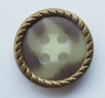13mm Brown Metal Edge Brown Aran 4 Hole Metal Button