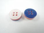 11mm White Red Blue Stripe Sewing Button 4 Hole