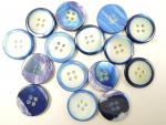 15 x 20mm Real Shell 4 Hole Sewing Buttons Royal Blue Trochus Shell