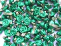 100 Satin Ribbon Roses 12mm Emerald Green