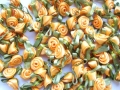 100 Satin Ribbon Roses 12mm Gold