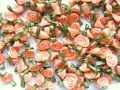 100 Satin Ribbon Roses 12mm Peach