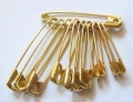 12 Gold Safety Pins sizes 0-1-2